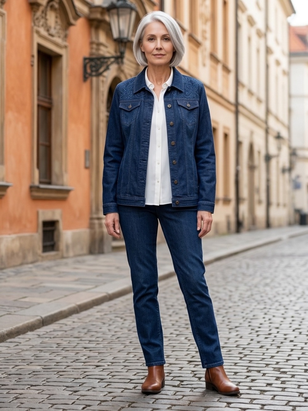 Alfred Dunner Dark Indigo Denim Jacket and Pants Set